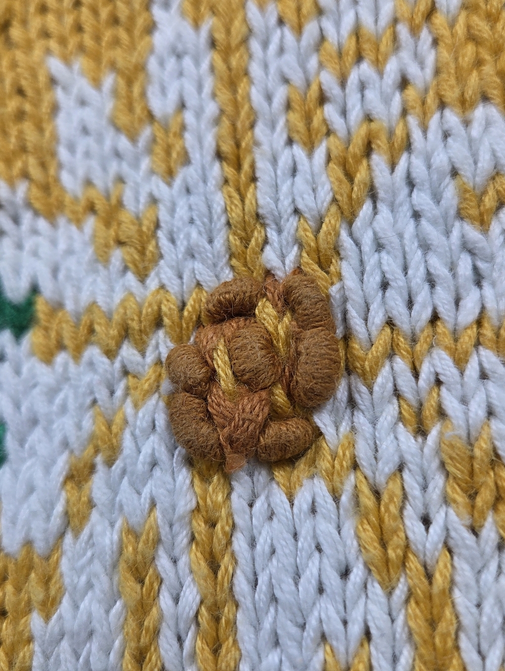 Vintage Hand Knit Floral Cardigan Yellow Daisy Embroidered 3D Cottagecore - Picture 4 of 8